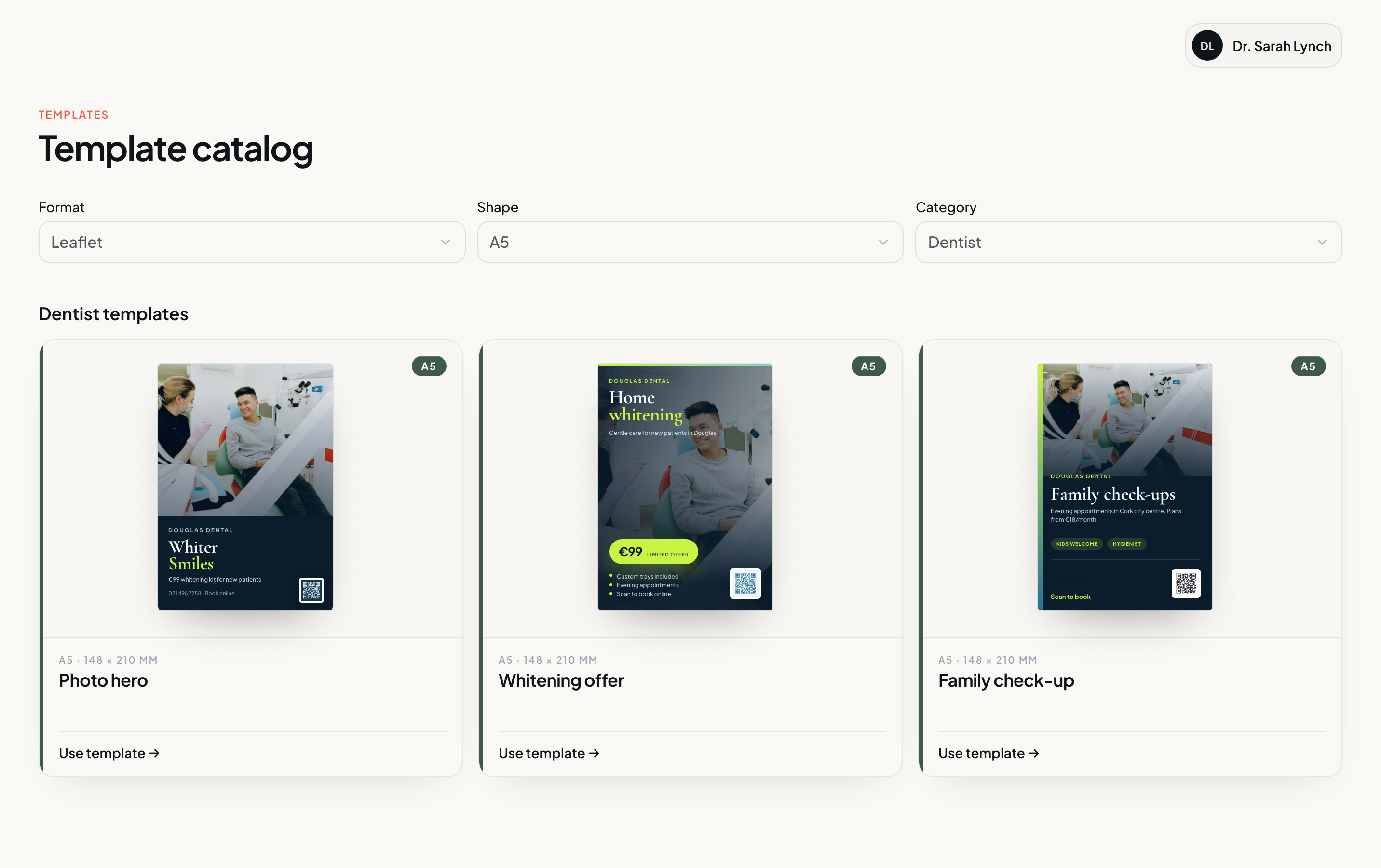 Dental templates gallery screenshot